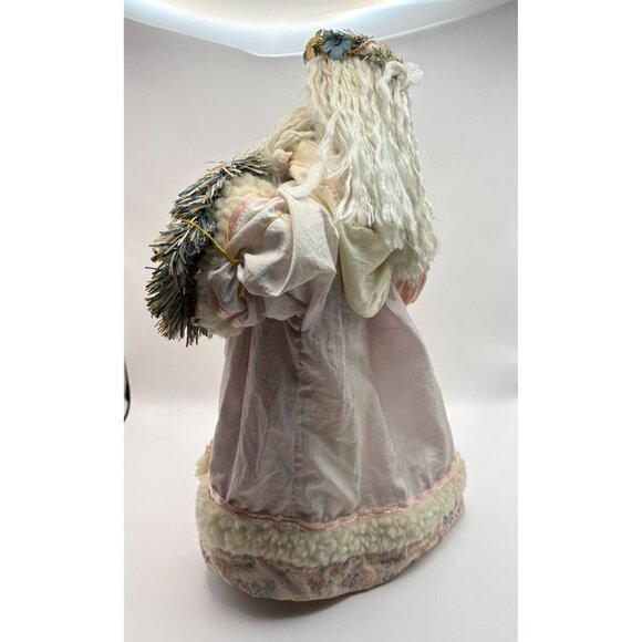 Brinns Victorian Santa Claus Christmas Figurine Doll with Stand Pastel Floral - Picture 4 of 12